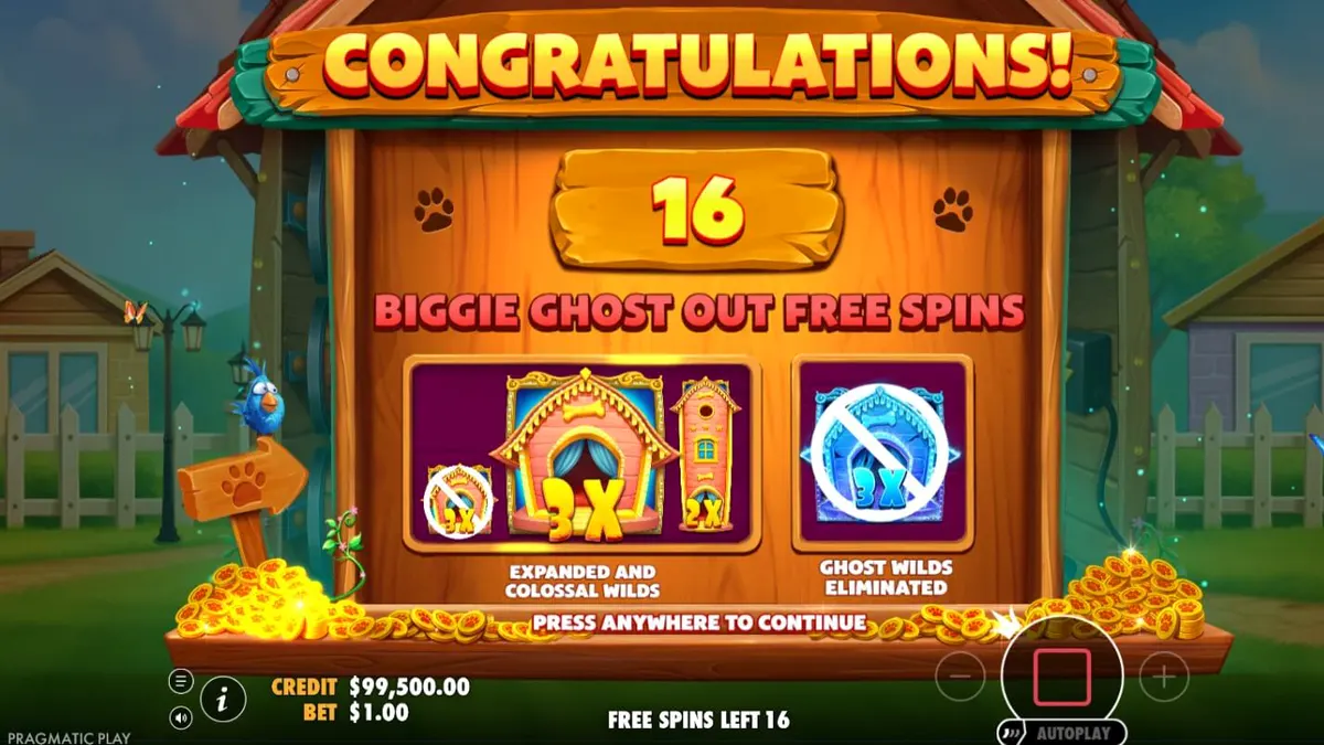 Tampilan visual slot The Big Dog House dengan tema anjing yang ceria